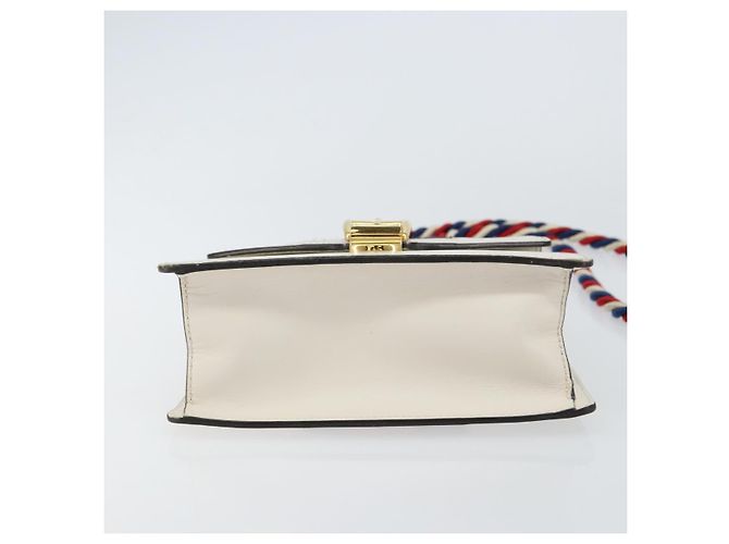 Borsa a mano in pelle GUCCI Sherry Line 2way Bianco Oro Blu Navy 470270 Auth BA8197 D'oro - vista 11
