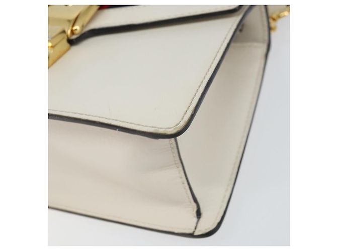 Borsa a mano in pelle GUCCI Sherry Line 2way Bianco Oro Blu Navy 470270 Auth BA8197 D'oro - vista 12