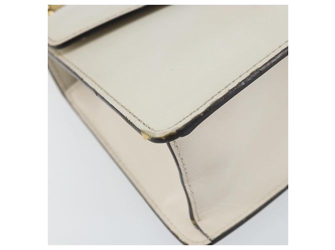 Borsa a mano in pelle GUCCI Sherry Line 2way Bianco Oro Blu Navy 470270 Auth BA8197 D'oro - vista 13