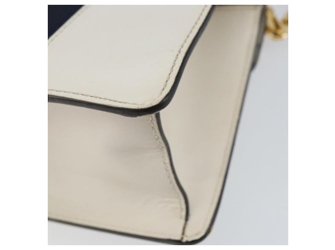 Borsa a mano in pelle GUCCI Sherry Line 2way Bianco Oro Blu Navy 470270 Auth BA8197 D'oro - vista 14