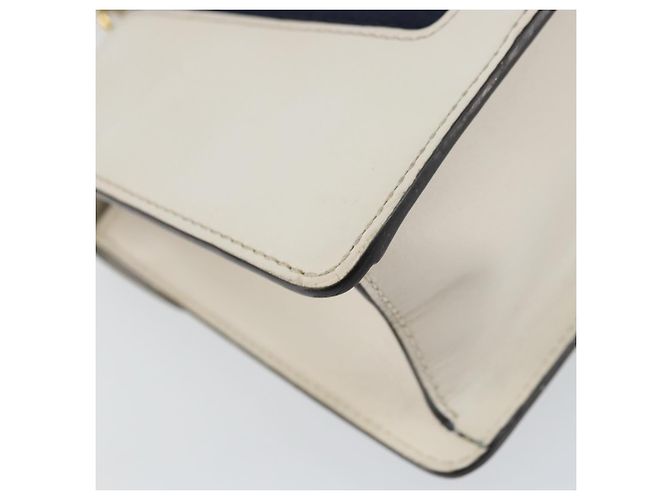 Borsa a mano in pelle GUCCI Sherry Line 2way Bianco Oro Blu Navy 470270 Auth BA8197 D'oro - vista 15