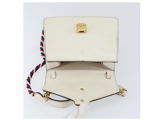 Borsa a mano in pelle GUCCI Sherry Line 2way Bianco Oro Blu Navy 470270 Auth BA8197 D'oro - vista 17