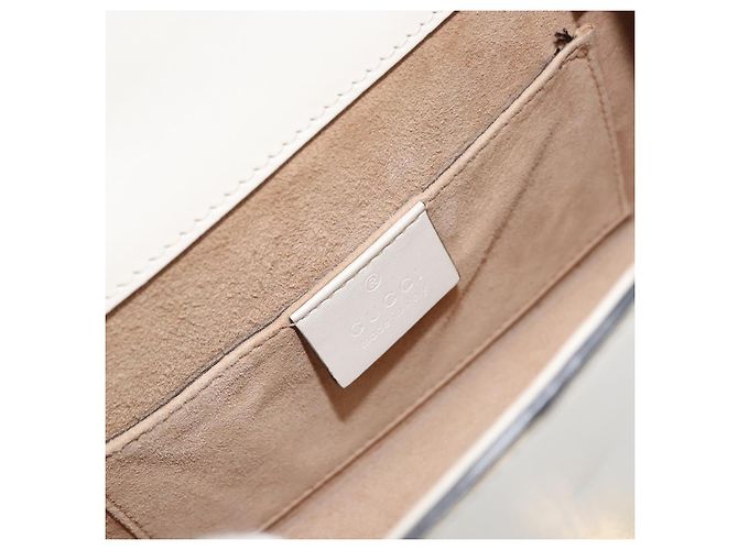 Borsa a mano in pelle GUCCI Sherry Line 2way Bianco Oro Blu Navy 470270 Auth BA8197 D'oro - vista 18
