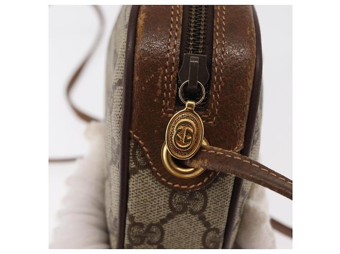 Borsa Sherry Line GG Supreme Web di GUCCI in PVC beige e rosso 007 58 6112 9411 Auth BA8618 - vista 14