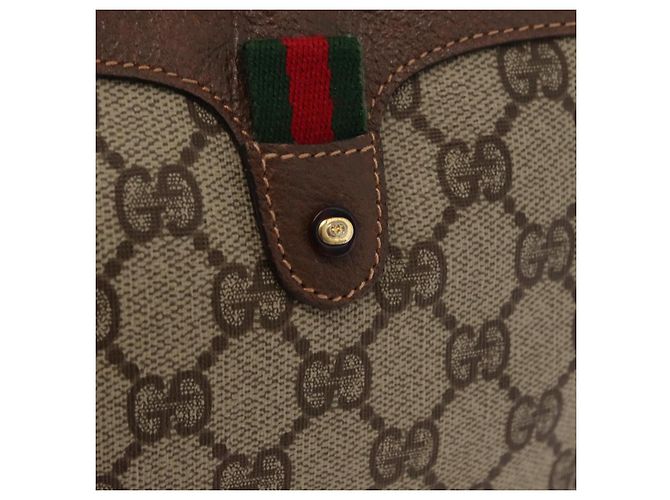 Borsa Sherry Line GG Supreme Web di GUCCI in PVC beige e rosso 007 58 6112 9411 Auth BA8618 - vista 15