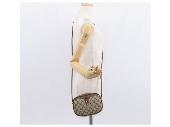 Borsa Sherry Line GG Supreme Web di GUCCI in PVC beige e rosso 007 58 6112 9411 Auth BA8618 - vista 21
