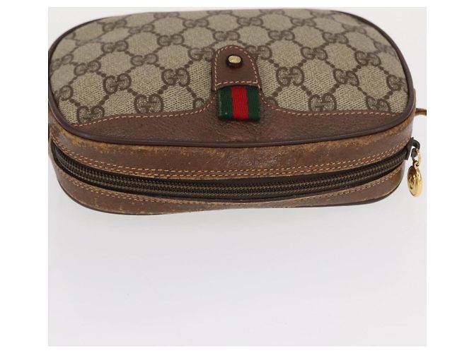 Borsa Sherry Line GG Supreme Web di GUCCI in PVC beige e rosso 007 58 6112 9411 Auth BA8618 - vista 6
