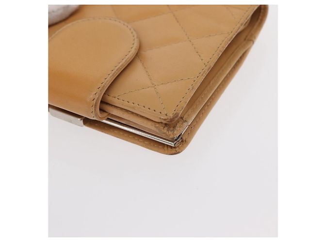 CHANEL Geldbörse Cambon Linie Lammleder Beige Silber CC Auth bs31591 - Ansicht 10