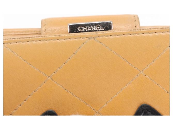 CHANEL Geldbörse Cambon Linie Lammleder Beige Silber CC Auth bs31591 - Ansicht 12