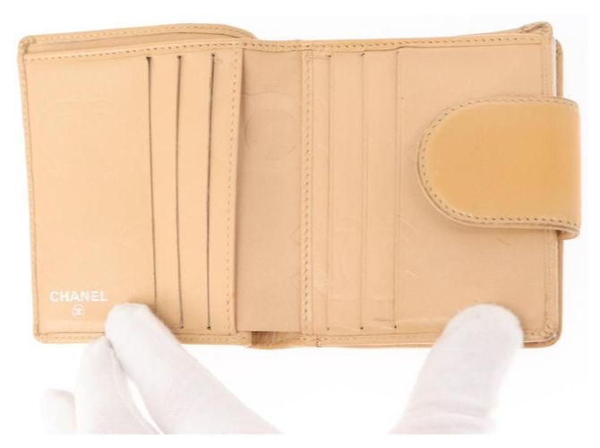CHANEL Geldbörse Cambon Linie Lammleder Beige Silber CC Auth bs31591 - Ansicht 13