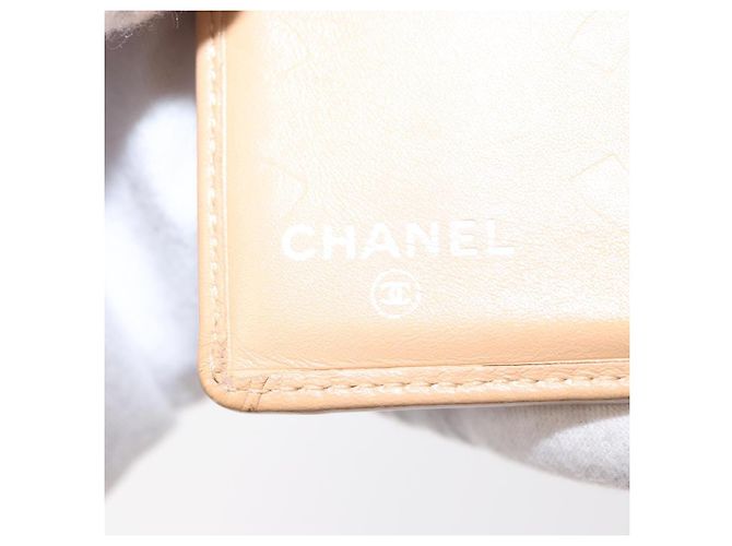 CHANEL Geldbörse Cambon Linie Lammleder Beige Silber CC Auth bs31591 - Ansicht 14
