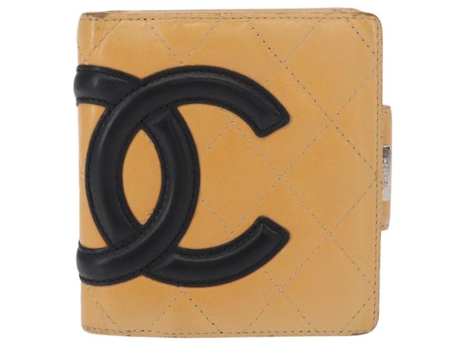 CHANEL Geldbörse Cambon Linie Lammleder Beige Silber CC Auth bs31591 - Ansicht 2