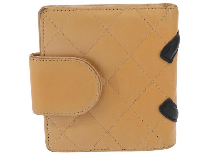 CHANEL Geldbörse Cambon Linie Lammleder Beige Silber CC Auth bs31591 - Ansicht 3