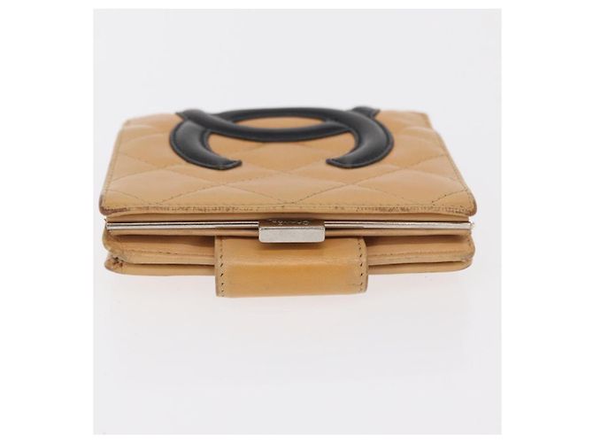 CHANEL Geldbörse Cambon Linie Lammleder Beige Silber CC Auth bs31591 - Ansicht 4