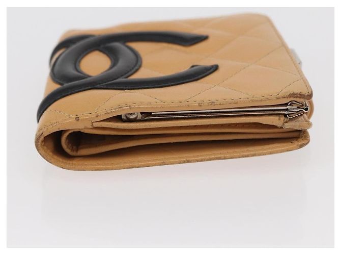CHANEL Geldbörse Cambon Linie Lammleder Beige Silber CC Auth bs31591 - Ansicht 7