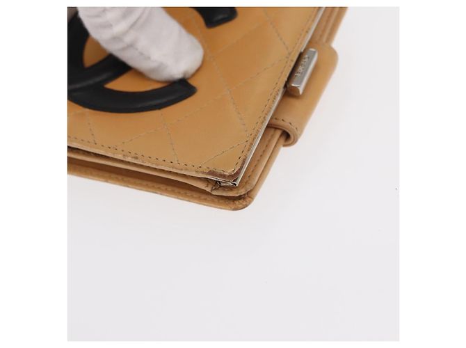 CHANEL Geldbörse Cambon Linie Lammleder Beige Silber CC Auth bs31591 - Ansicht 9