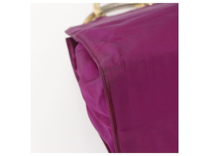 PRADA Borsa a Mano Nylon Metallo Viola Oro Auth 155416 D'oro Porpora - vista 16