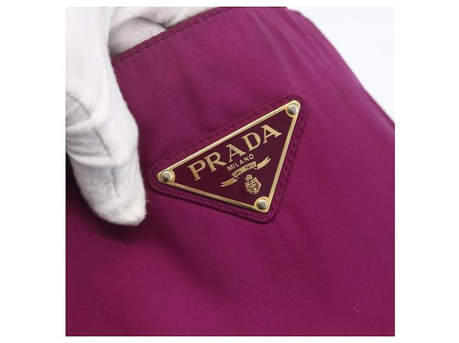 PRADA Borsa a Mano Nylon Metallo Viola Oro Auth 155416 D'oro Porpora - vista 17