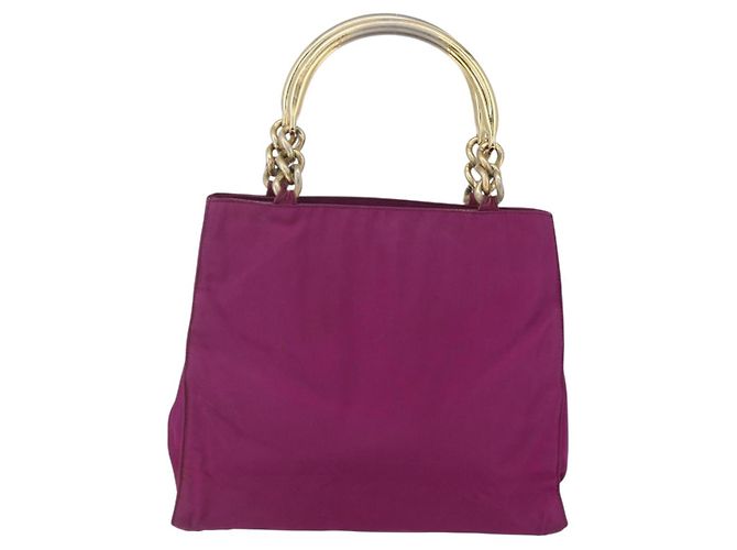 PRADA Borsa a Mano Nylon Metallo Viola Oro Auth 155416 D'oro Porpora - vista 2