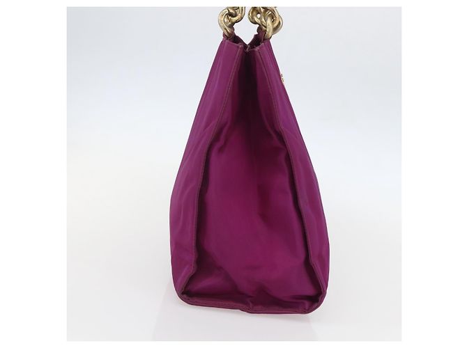 PRADA Borsa a Mano Nylon Metallo Viola Oro Auth 155416 D'oro Porpora - vista 3