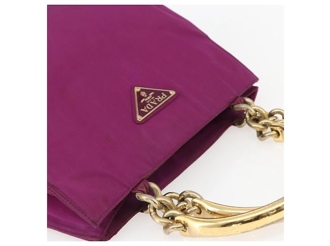 PRADA Borsa a Mano Nylon Metallo Viola Oro Auth 155416 D'oro Porpora - vista 6