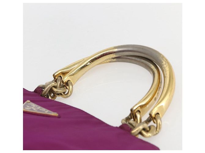 PRADA Borsa a Mano Nylon Metallo Viola Oro Auth 155416 D'oro Porpora - vista 8