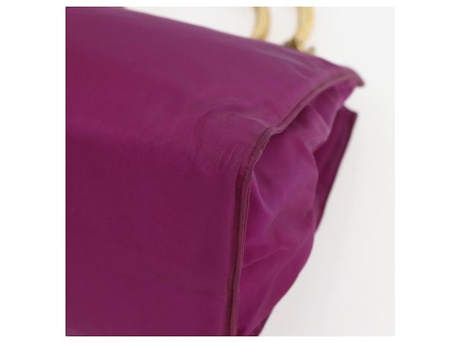 PRADA Borsa a Mano Nylon Metallo Viola Oro Auth 155416 D'oro Porpora - vista 9