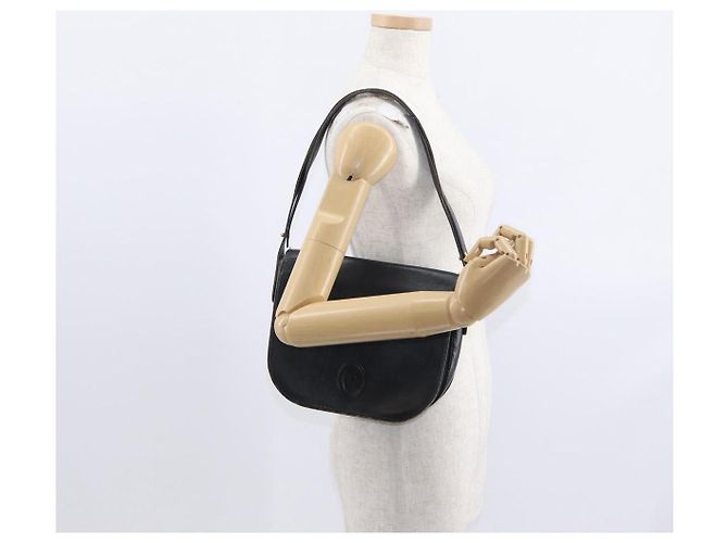 Borsa a spalla con catena Christian Dior in pelle nera e oro Auth ka658 Nero D'oro - vista 22