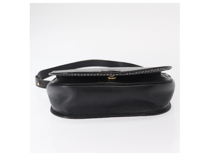 Borsa a spalla con catena Christian Dior in pelle nera e oro Auth ka658 Nero D'oro - vista 9