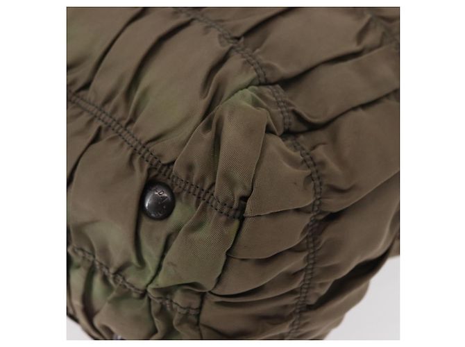 Bolso de Hombro PRADA de Nylon y Cuero Gris Auth ka788 Castaño - vista 14