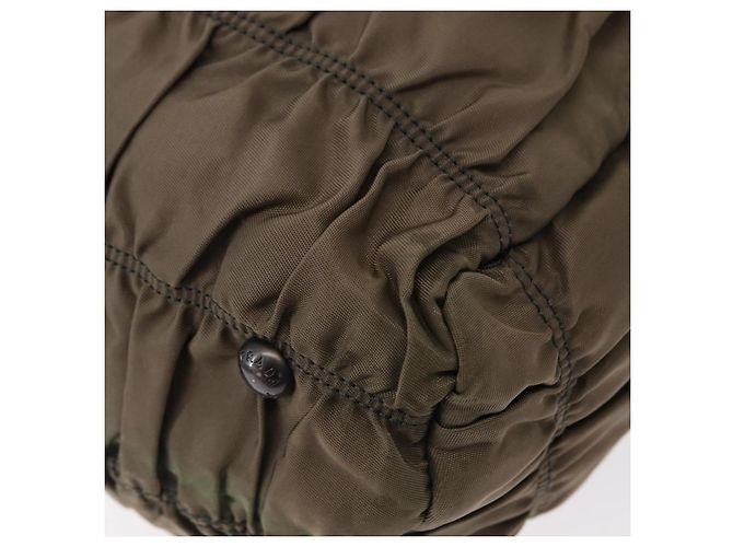 Bolso de Hombro PRADA de Nylon y Cuero Gris Auth ka788 Castaño - vista 16