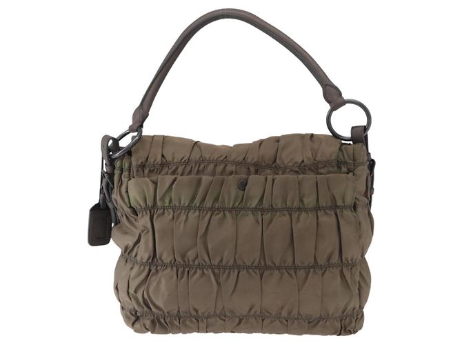 Bolso de Hombro PRADA de Nylon y Cuero Gris Auth ka788 Castaño - vista 2