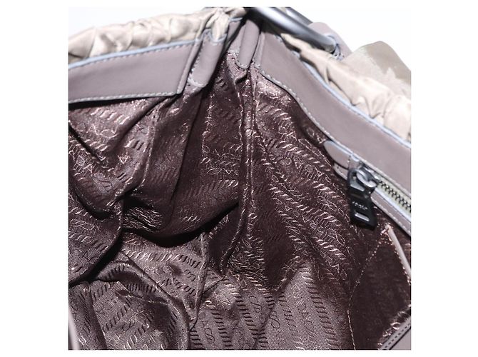 Bolso de Hombro PRADA de Nylon y Cuero Gris Auth ka788 Castaño - vista 21