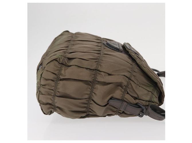 Bolso de Hombro PRADA de Nylon y Cuero Gris Auth ka788 Castaño - vista 3