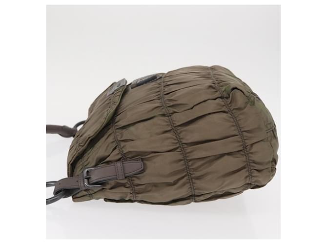 Bolso de Hombro PRADA de Nylon y Cuero Gris Auth ka788 Castaño - vista 4
