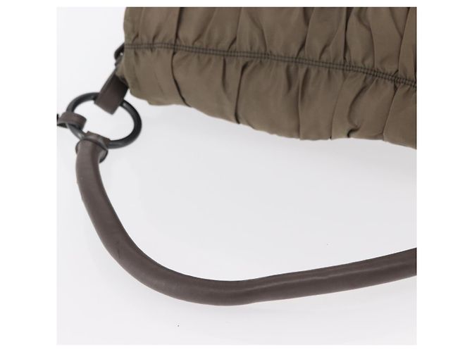 Bolso de Hombro PRADA de Nylon y Cuero Gris Auth ka788 Castaño - vista 7