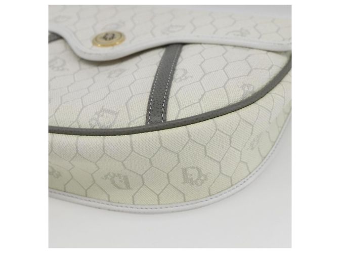 Christian Dior Borsa a spalla in tela a nido d'ape PVC oro bianco Auth 157616 D'oro - vista 10