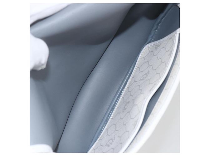 Christian Dior Borsa a spalla in tela a nido d'ape PVC oro bianco Auth 157616 D'oro - vista 15