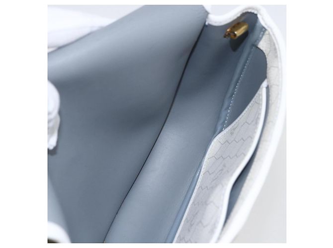 Christian Dior Borsa a spalla in tela a nido d'ape PVC oro bianco Auth 157616 D'oro - vista 16