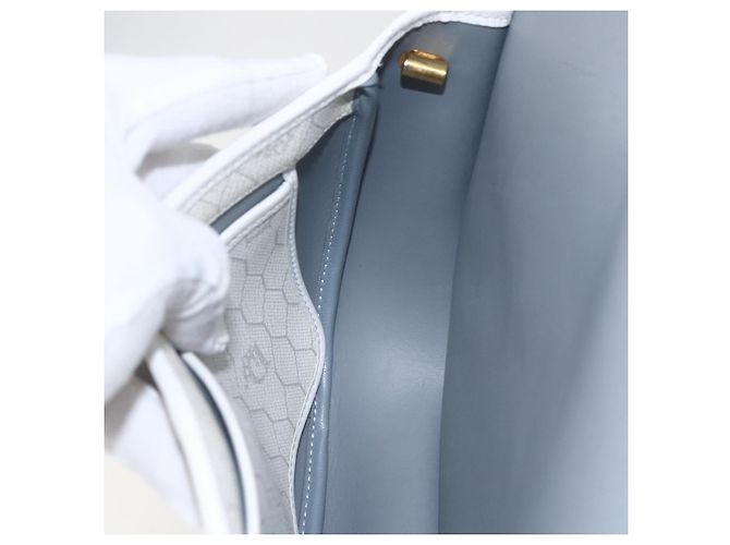 Christian Dior Borsa a spalla in tela a nido d'ape PVC oro bianco Auth 157616 D'oro - vista 17
