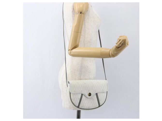 Christian Dior Borsa a spalla in tela a nido d'ape PVC oro bianco Auth 157616 D'oro - vista 19