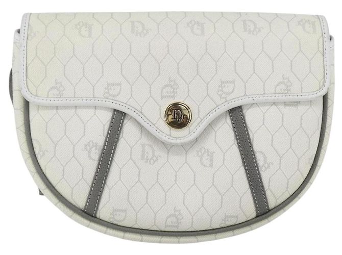 Christian Dior Borsa a spalla in tela a nido d'ape PVC oro bianco Auth 157616 D'oro - vista 2