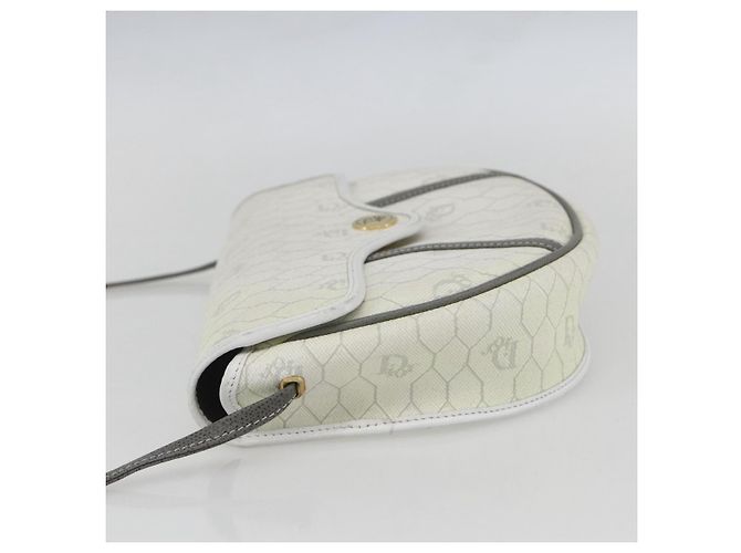 Christian Dior Borsa a spalla in tela a nido d'ape PVC oro bianco Auth 157616 D'oro - vista 4