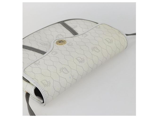 Christian Dior Borsa a spalla in tela a nido d'ape PVC oro bianco Auth 157616 D'oro - vista 6