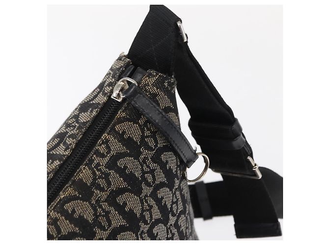 Borsa a Spalla in Tela Trotter Christian Dior Nera Argento Auth 153644 Nero - vista 14