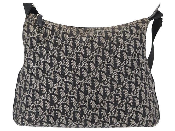 Borsa a Spalla in Tela Trotter Christian Dior Nera Argento Auth 153644 Nero - vista 2
