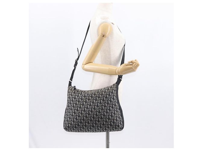Borsa a Spalla in Tela Trotter Christian Dior Nera Argento Auth 153644 Nero - vista 22