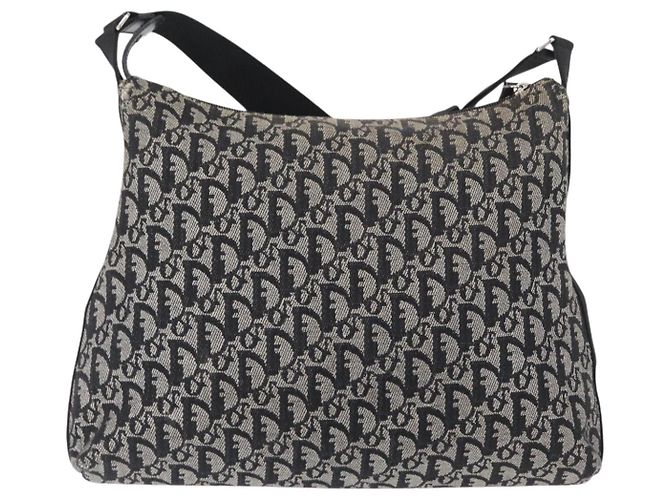 Borsa a Spalla in Tela Trotter Christian Dior Nera Argento Auth 153644 Nero - vista 3