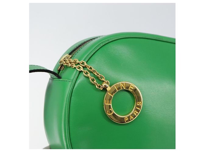 Céline Borsa a Spalla CELINE in Pelle Verde Oro Auth 155324 D'oro - vista 14