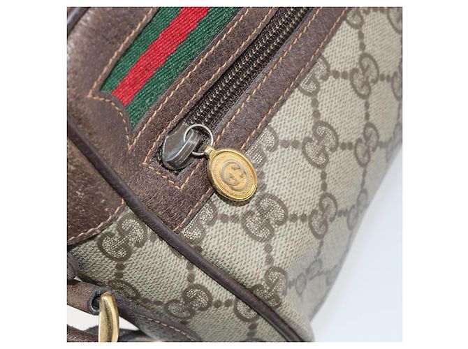 Borsa Sherry Line GG Supreme Web di GUCCI in PVC beige e oro 119 02 087 Auth 154660 D'oro - vista 21